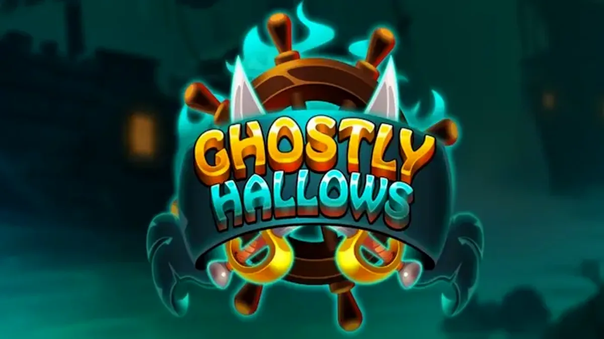 Tampilan visual kapal hantu dan bajak laut kerangka dalam slot Ghostly Hallows